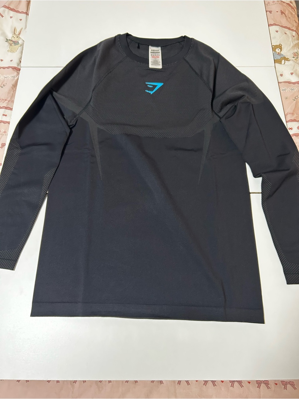 Gymshark Black Athletic Tee with Blue Logo Onyx V5 - Never Worn